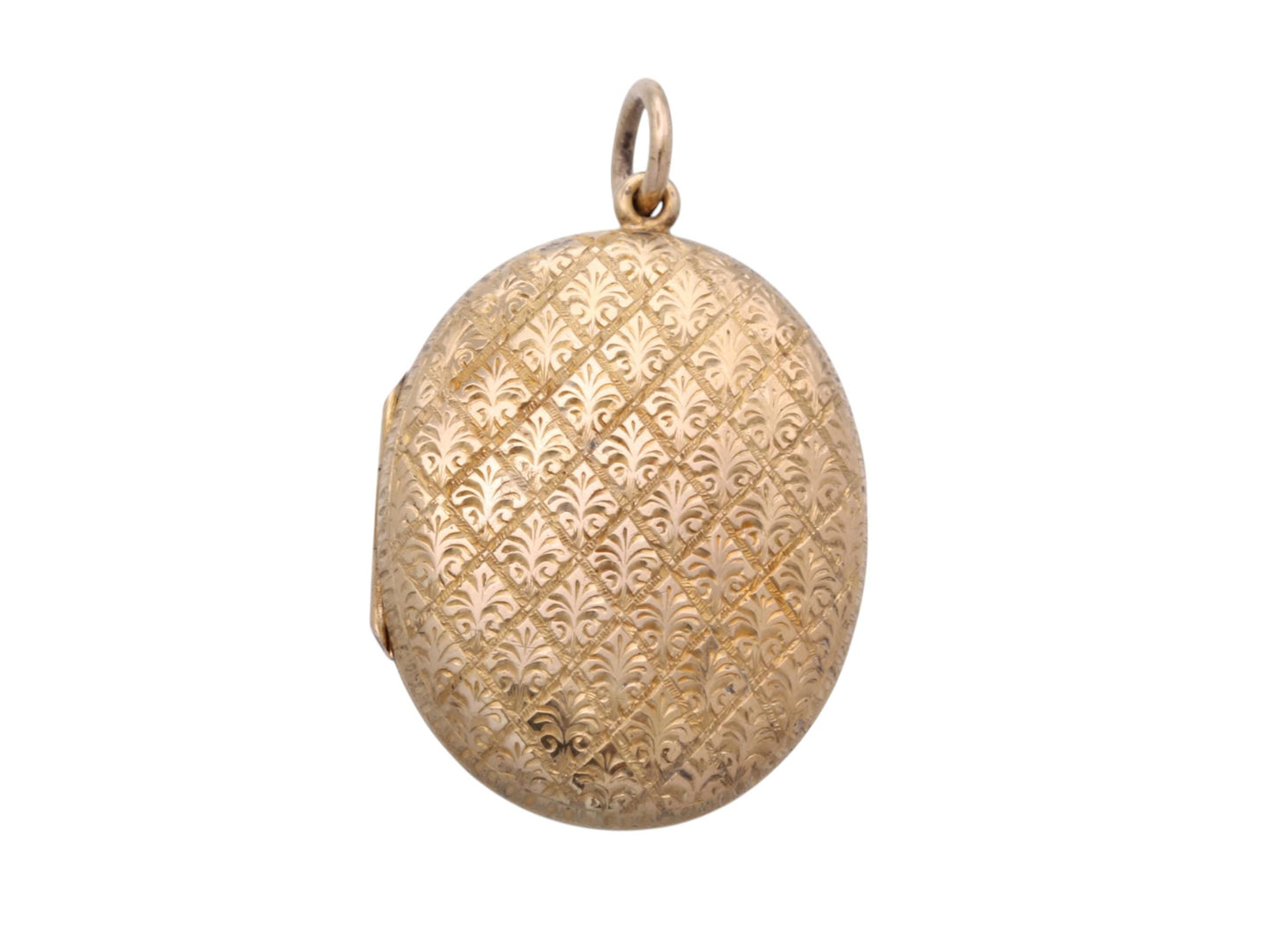 Antique Victorian 15ct Gold Locket | Forget-Me-Not & Fern Chasing | Fleur de Lis