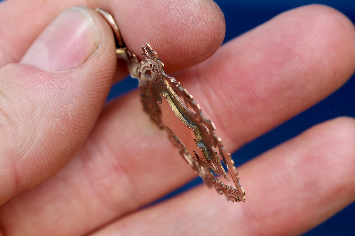 Antique 9ct Rose Gold Shield Pendant | 1913
