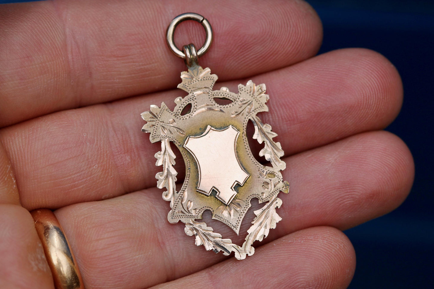 Antique 9ct Rose Gold Shield Pendant | 1913