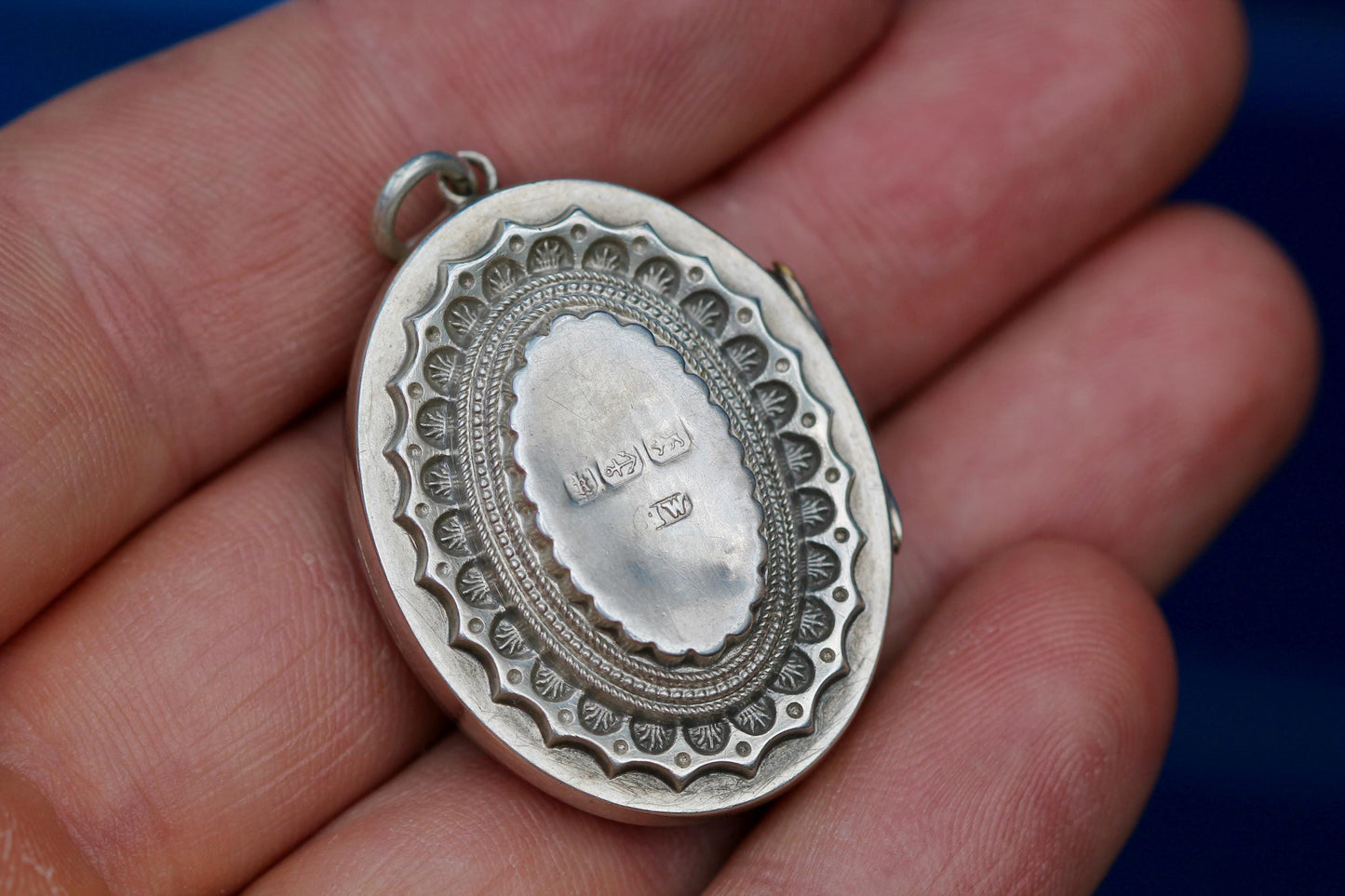 Antique Sterling Silver Locket | Chased Swallow in Flight | Victorian 1884