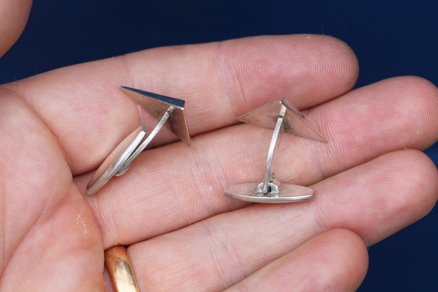 Vintage Sterling Silver Triangular Cufflinks | Danish