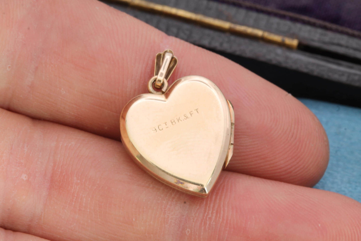 Vintage 9ct Gold Heart Locket | Starburst Design | Art Deco Styling | c.1960