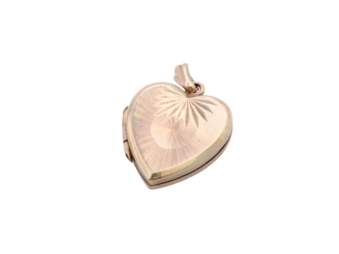 Vintage 9ct Gold Heart Locket | Starburst Design | Art Deco Styling | c.1960