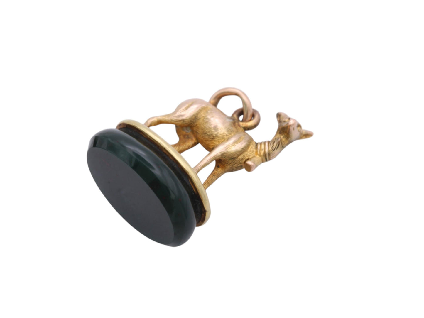 Victorian 15ct Gold Pendant | Deer On Bloodstone | c.1880