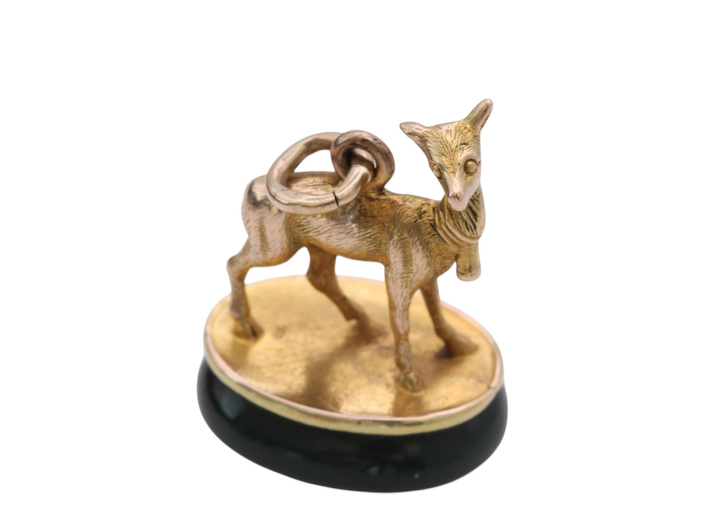 Victorian 15ct Gold Pendant | Deer On Bloodstone | c.1880