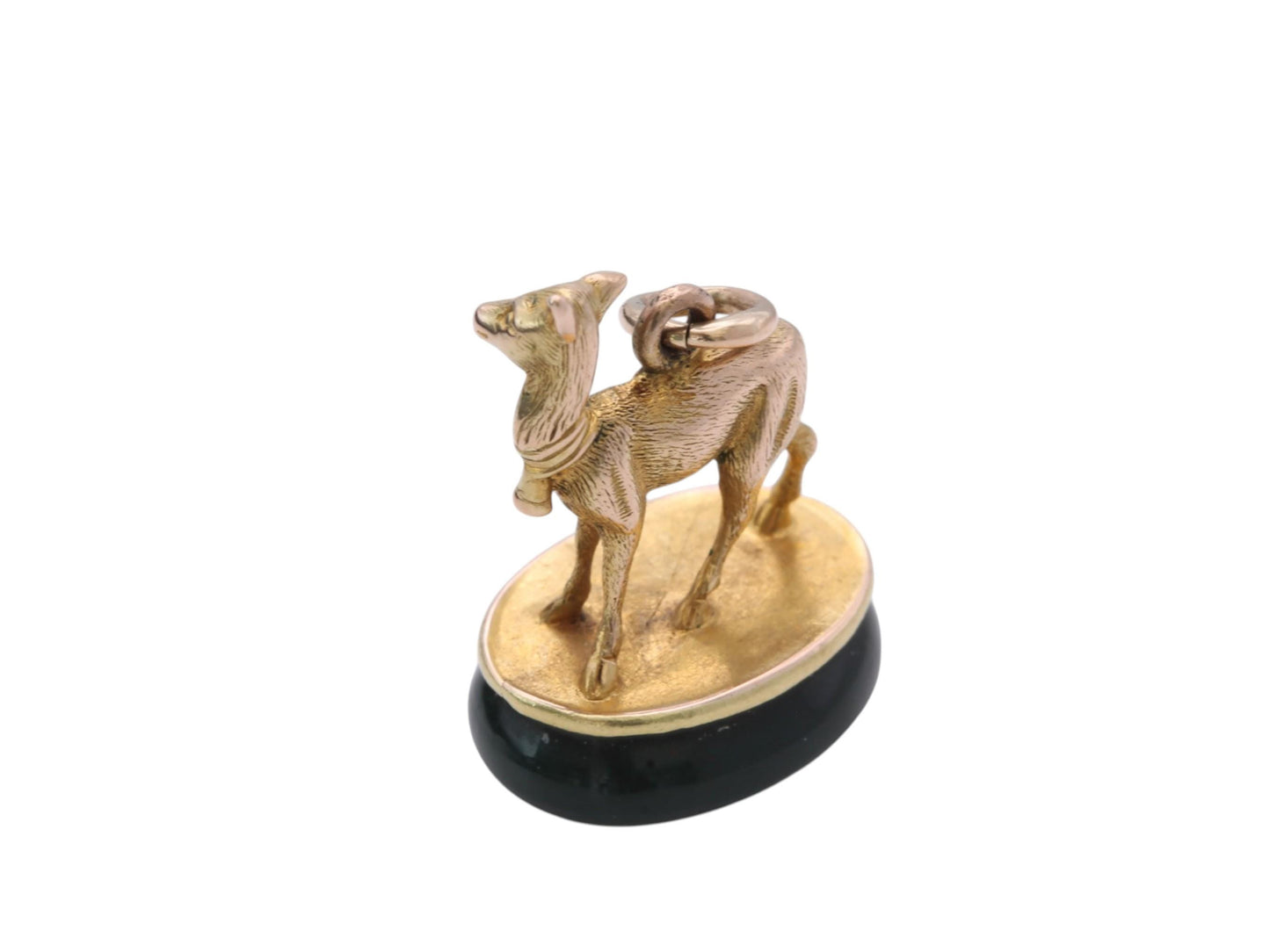 Victorian 15ct Gold Pendant | Deer On Bloodstone | c.1880