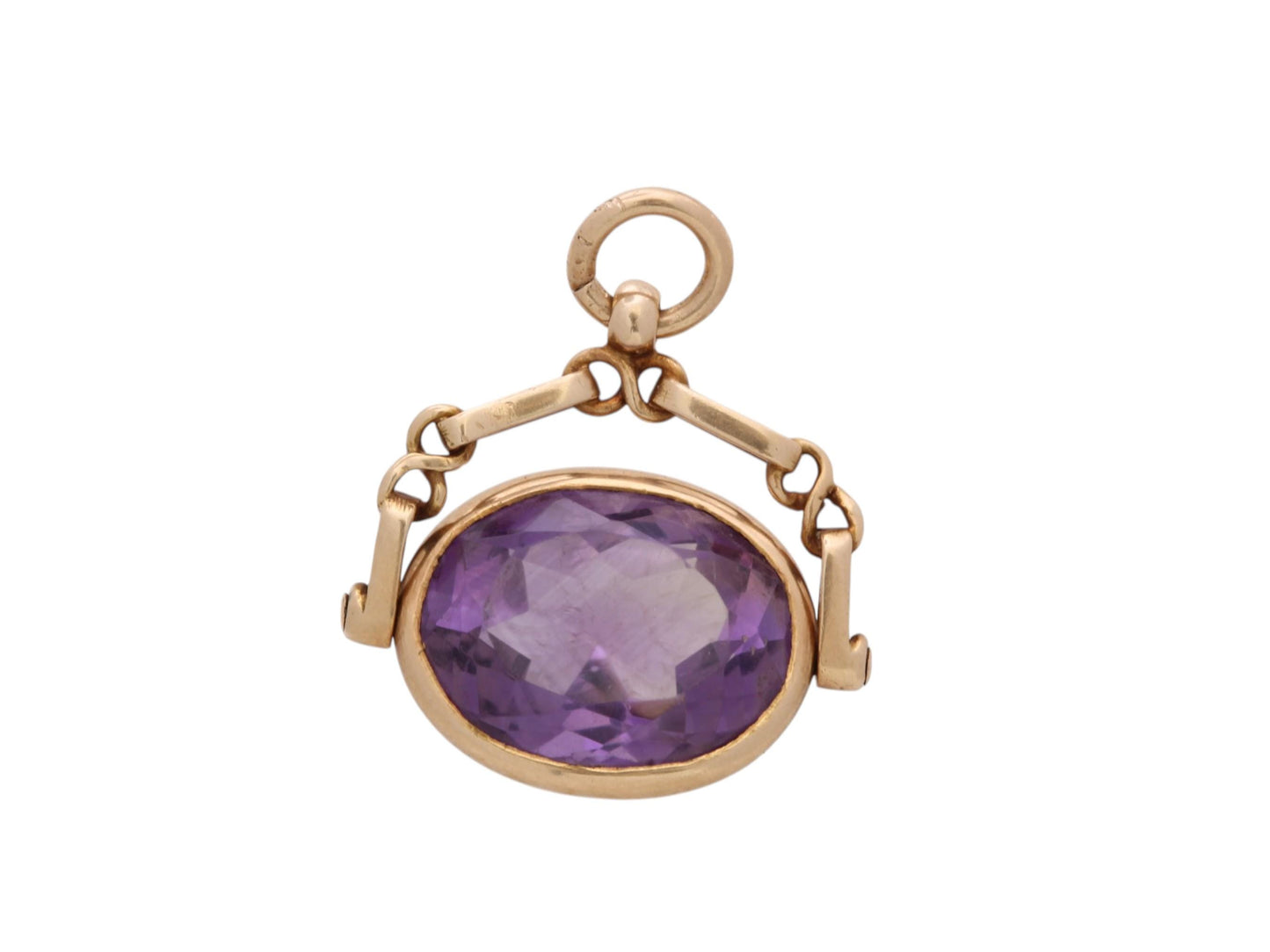 Antique 15ct Gold Amethyst Spinner Pendant | Faceted 5.5ct | Edwardian