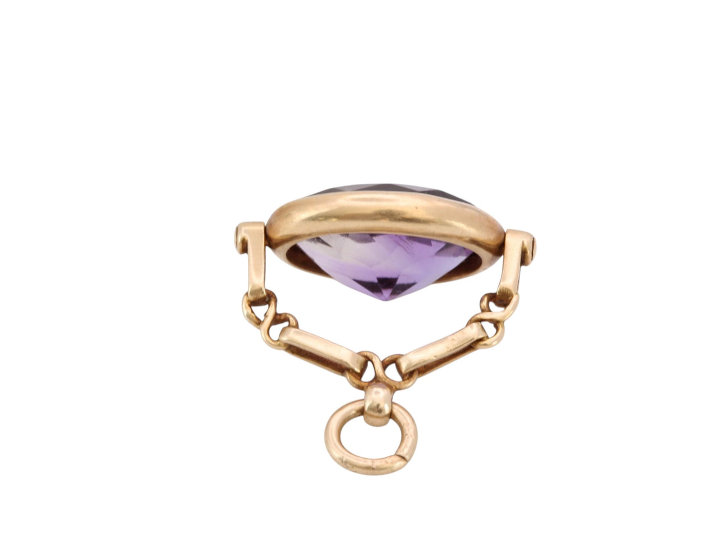 Antique 15ct Gold Amethyst Spinner Pendant | Faceted 5.5ct | Edwardian