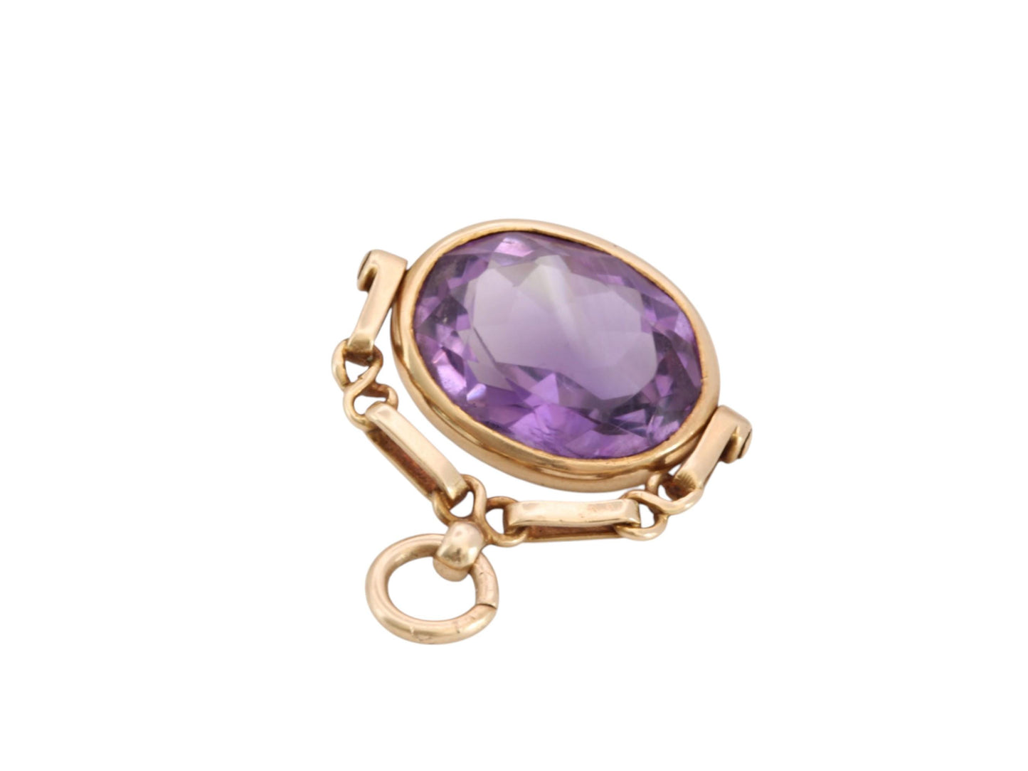 Antique 15ct Gold Amethyst Spinner Pendant | Faceted 5.5ct | Edwardian
