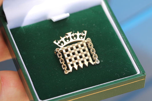 Vintage Silver Gilt Portcullis Brooch | Ola Gorie | Original Box & Paperwork