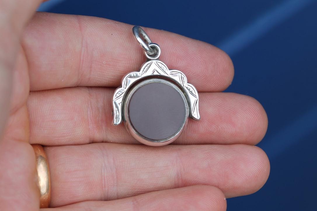 Antique Silver Spinner Pendant | Bloodstone & Carnelian | Victorian