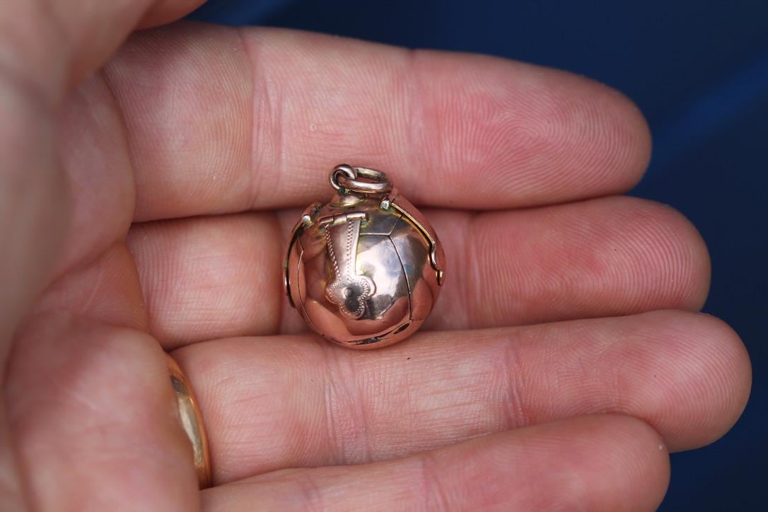 Antique 9ct Rose Gold & Silver Masonic Ball Pendant | Edwardian