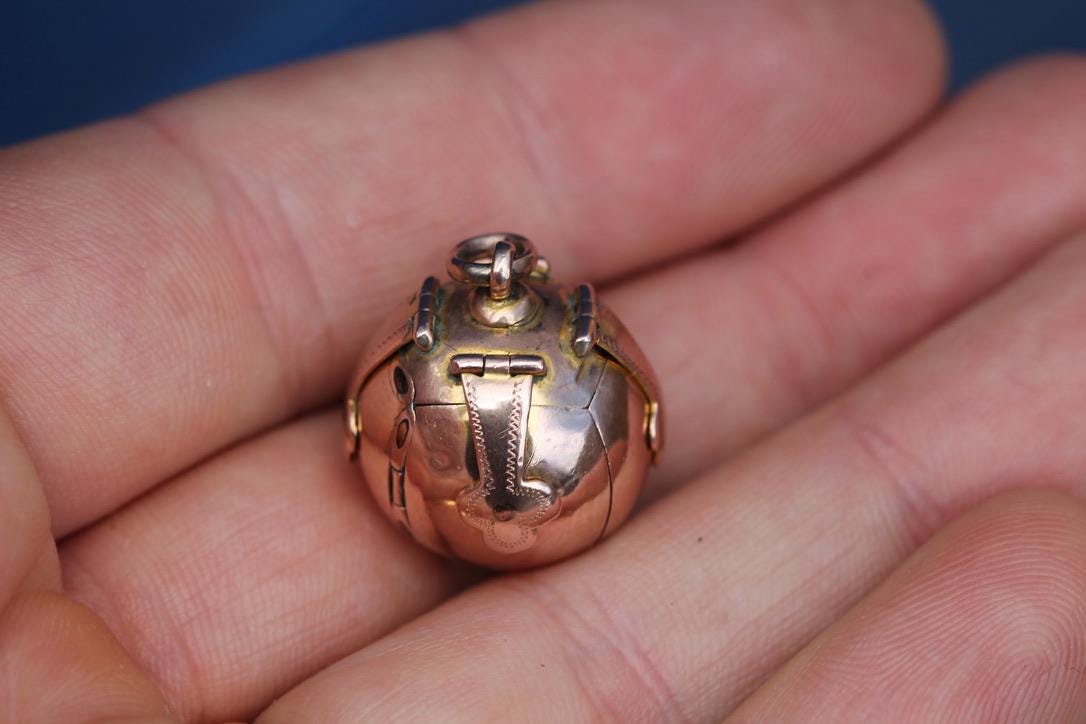 Antique 9ct Rose Gold & Silver Masonic Ball Pendant | Edwardian