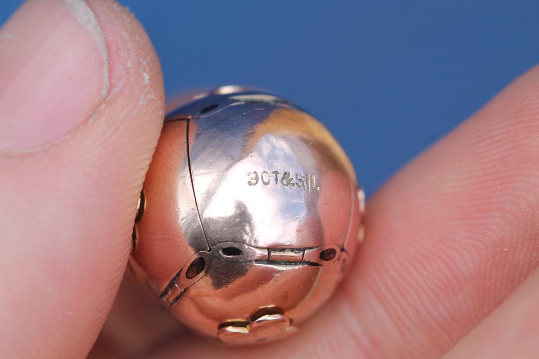 Antique 9ct Rose Gold & Silver Masonic Ball Pendant | Edwardian