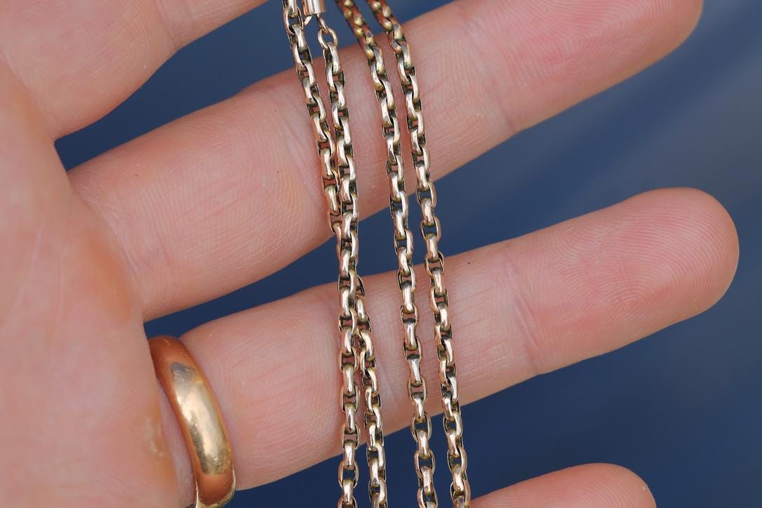 Antique 9ct Gold Cable Link Necklace | Edwardian