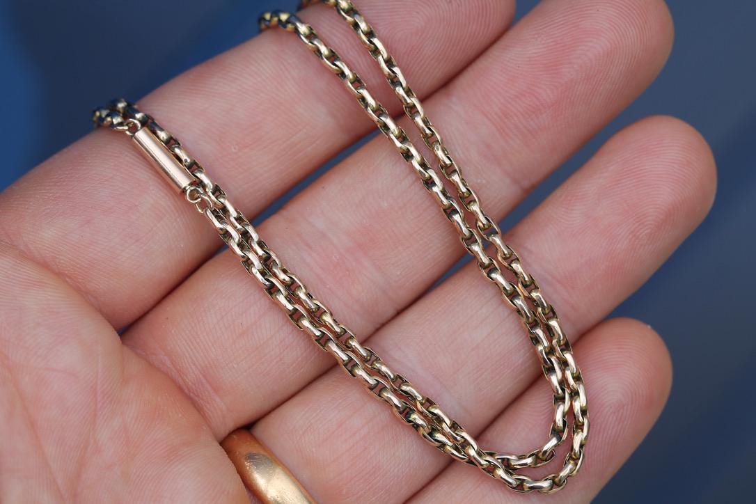 Antique 9ct Gold Cable Link Necklace | Edwardian