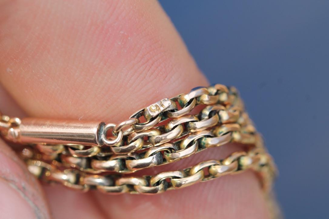 Antique 9ct Gold Cable Link Necklace | Edwardian