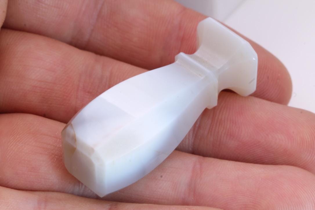 Antique Victorian Desk Seal | White Chalcedony | Blank Base