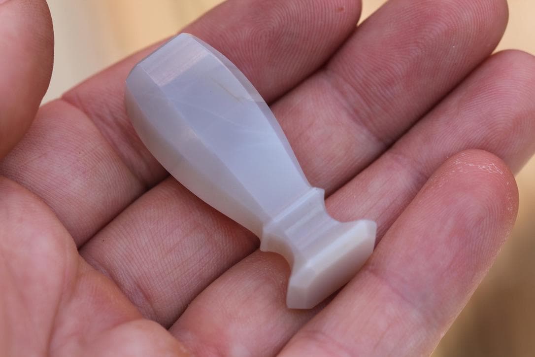 Antique Victorian Desk Seal | White Chalcedony | Blank Base