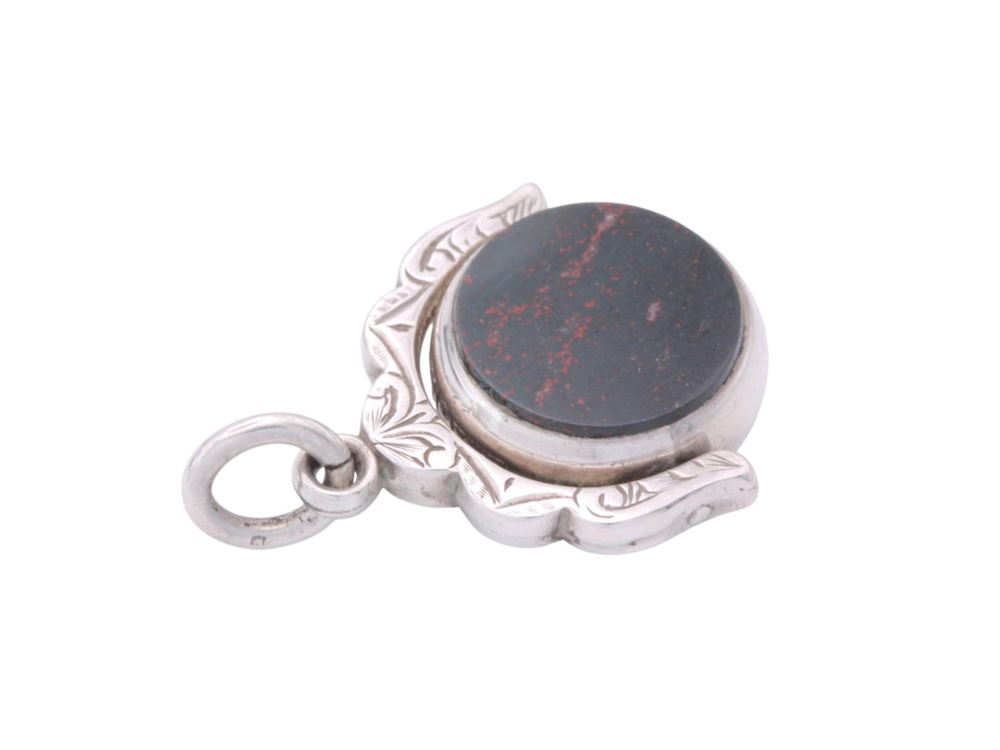 Antique Silver Spinner Pendant | Bloodstone & Carnelian | Victorian