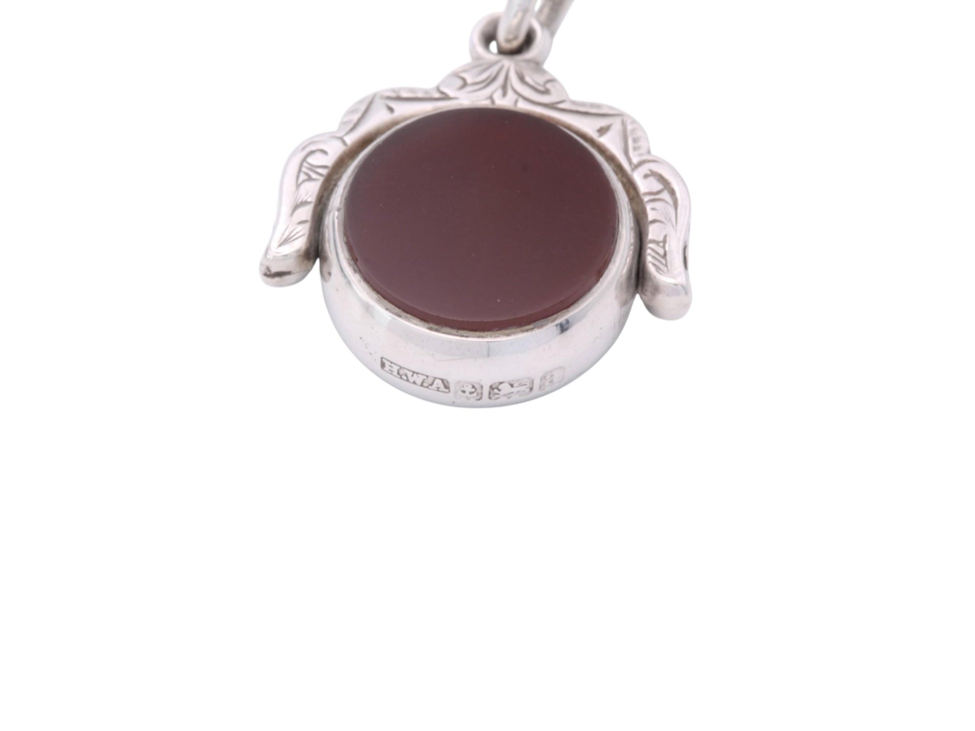 Antique-Silver-Spinner-Pendant-|-Bloodstone-&-Carnelian-|-Victorian