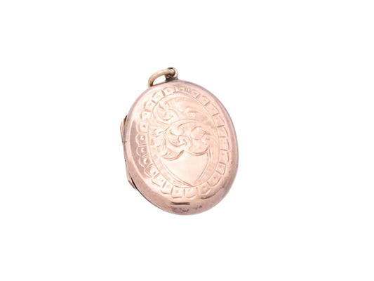 Antique 9ct Rose Gold Locket | Floral Chasing Front & Back | Edwardian