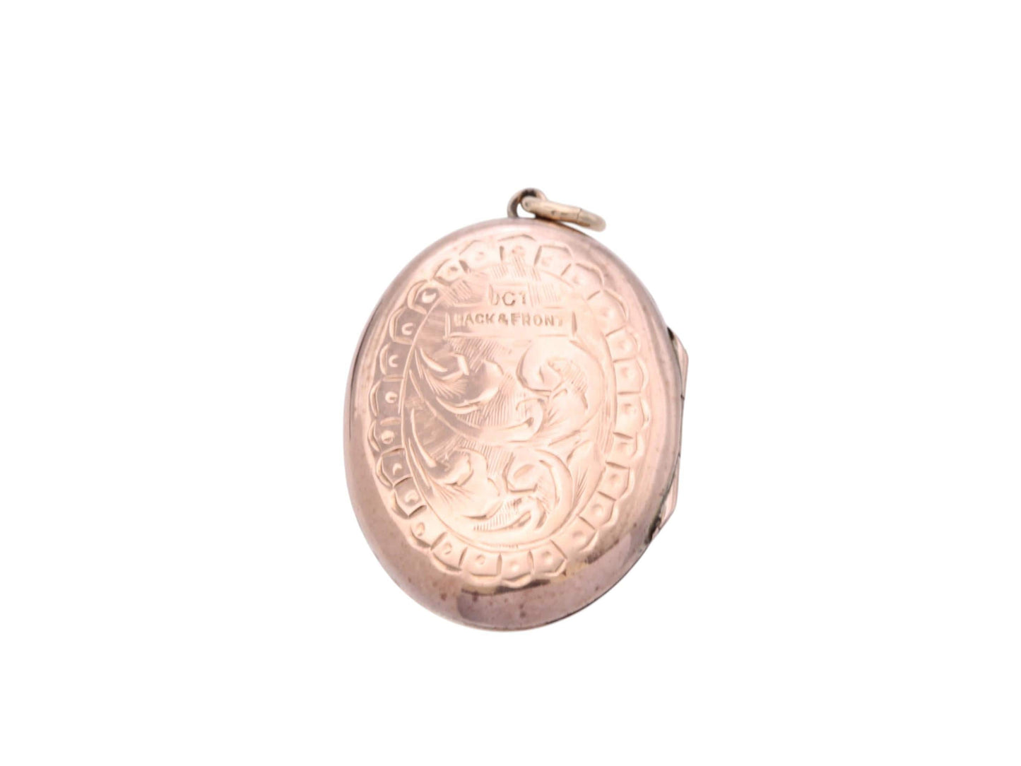 Antique 9ct Rose Gold Locket | Floral Chasing Front & Back | Edwardian
