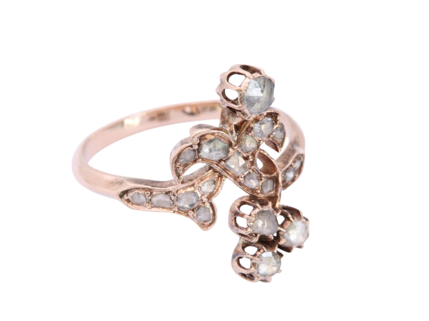 Antique 9ct Gold Georgian Diamond Ring | Shamrock & Floral Design | c.1830