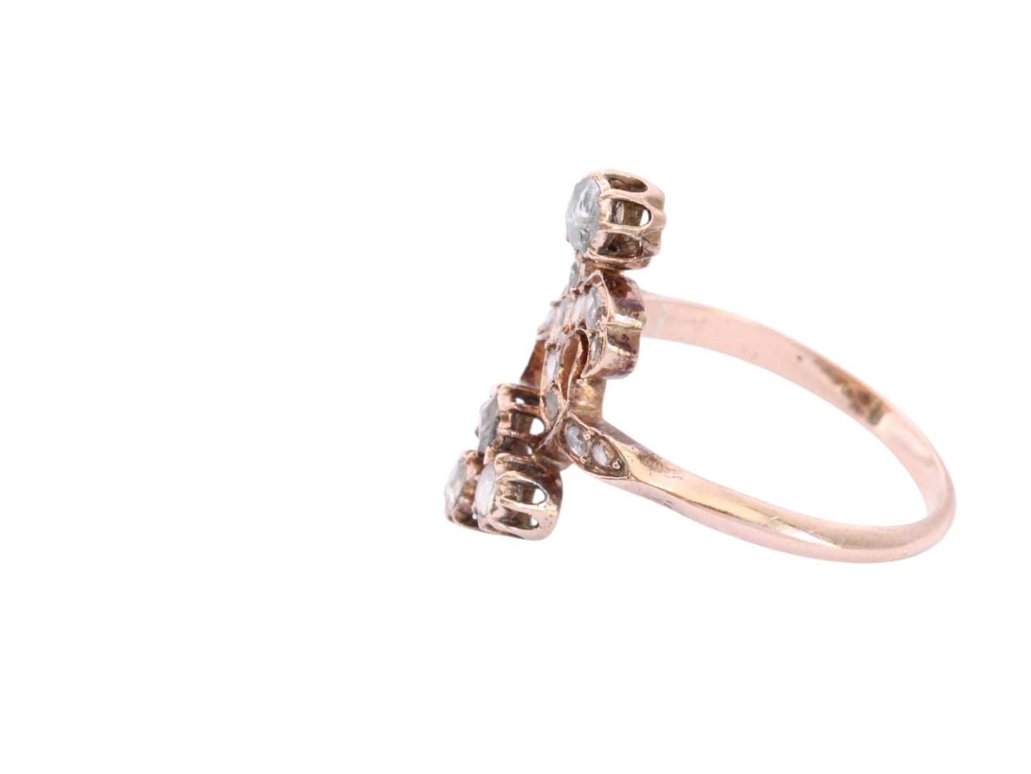 Antique 9ct Gold Georgian Diamond Ring | Shamrock & Floral Design | c.1830