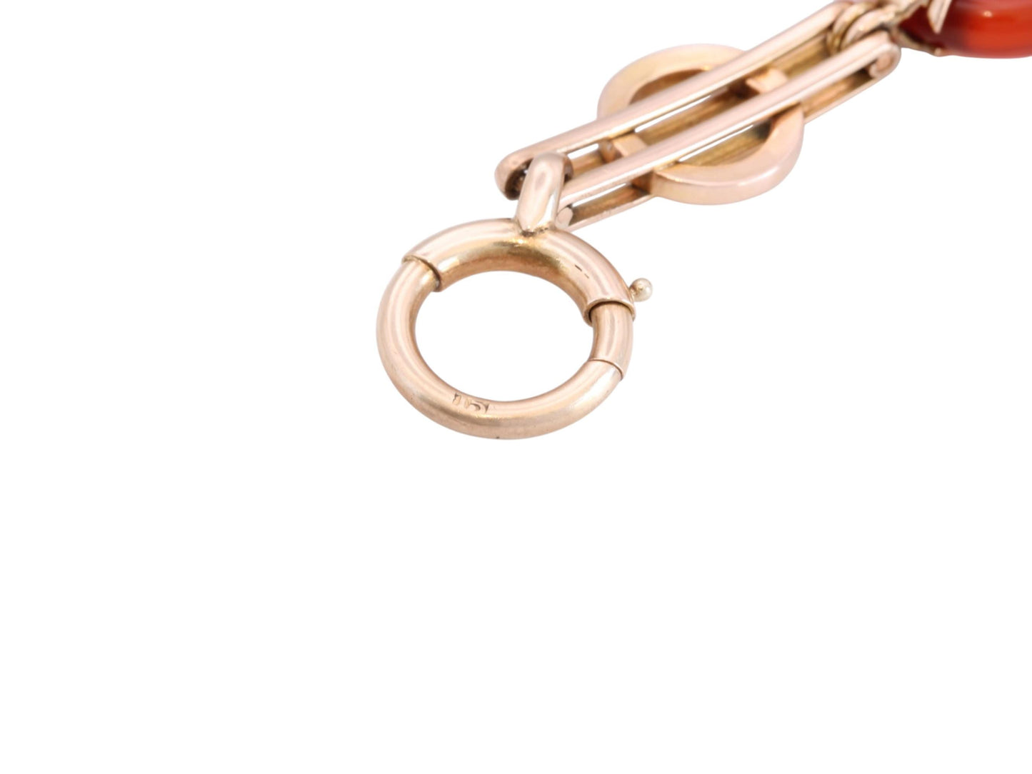 Antique 15ct Gold Bracelet | Sugarloaf Agate, Quatrefoil Links | Edwardian