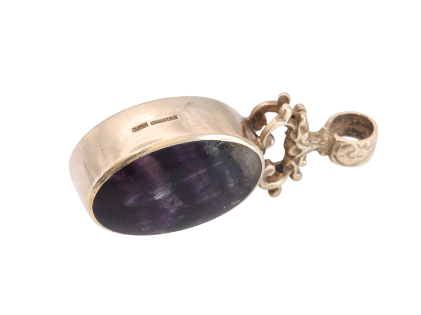 Vintage 9ct Gold Blue John Pendant | Derbyshire Fluorite | Edinburgh hallmarks