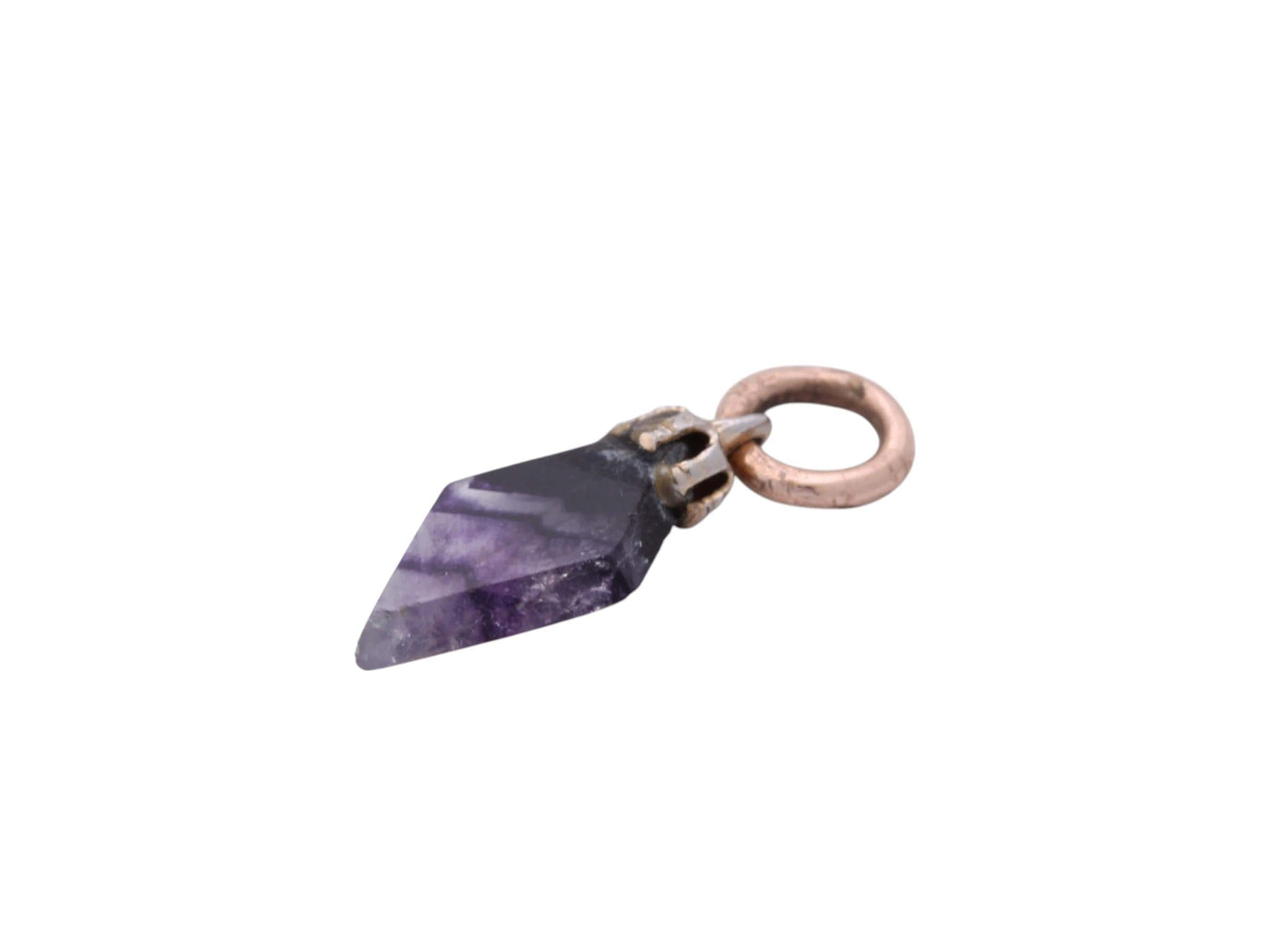 Vintage Blue John Lozenge Charm | Derbyshire Fluorite | 9ct Gold Jump Ring