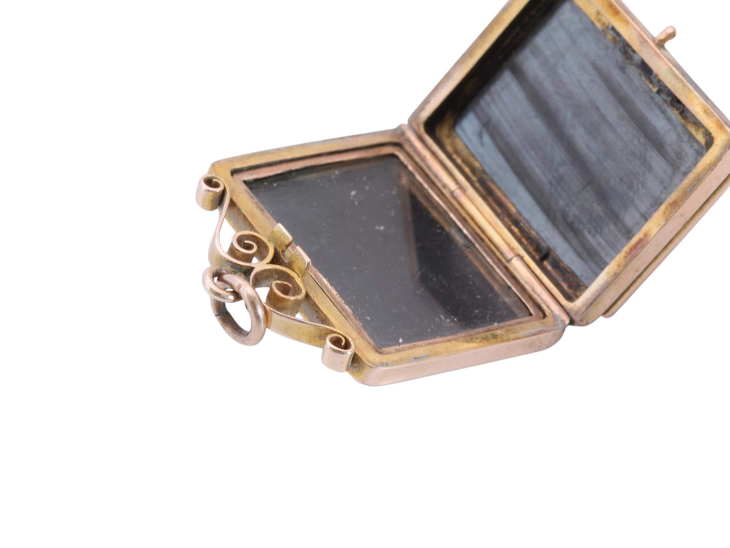 Victorian 12ct Gold Pendant | Carved Hematite Horse | Onyx Reverse | Opens as Locket | c.1860
