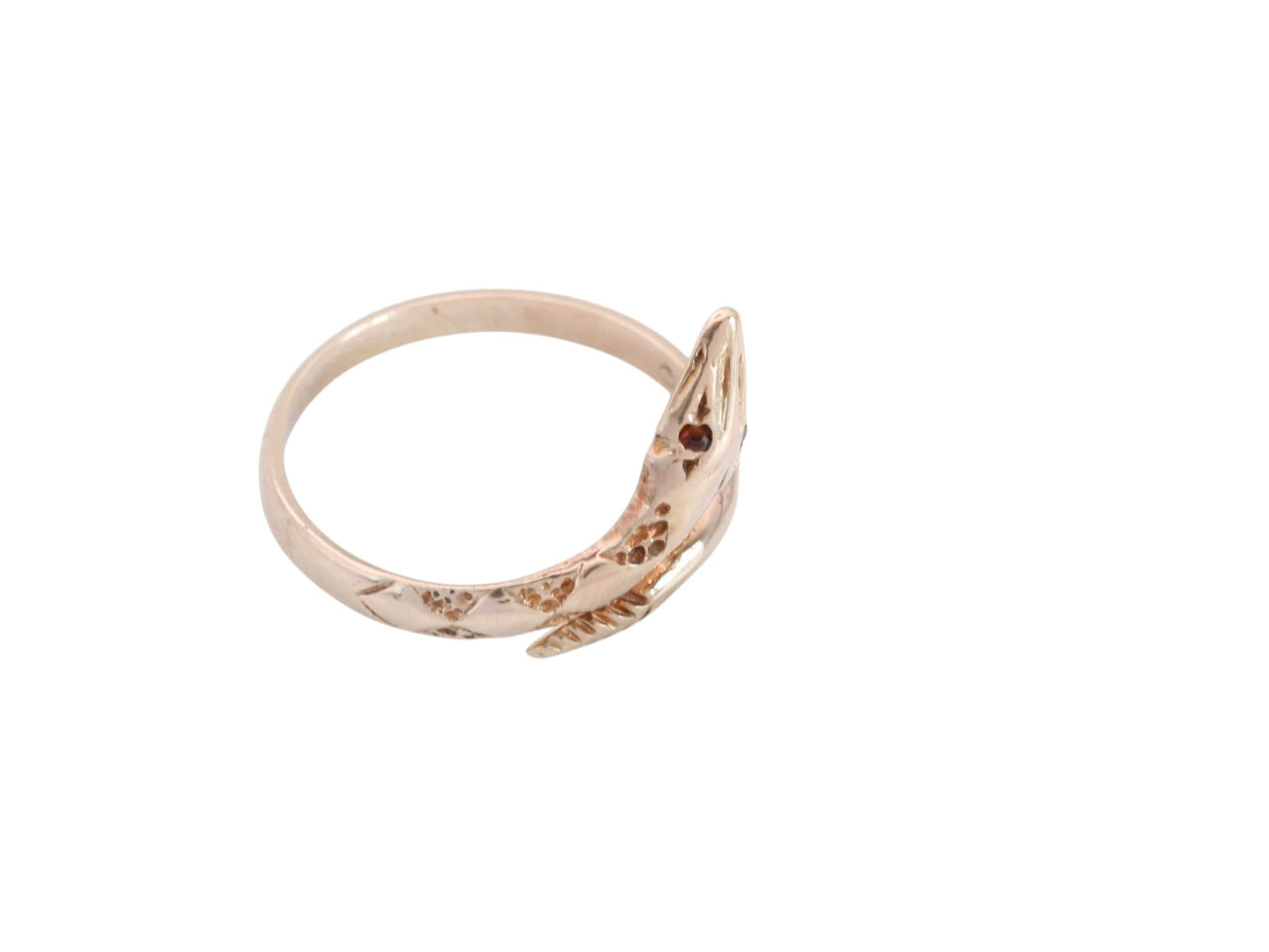 Vintage 9ct Gold Snake Ring | Garnet Eyes