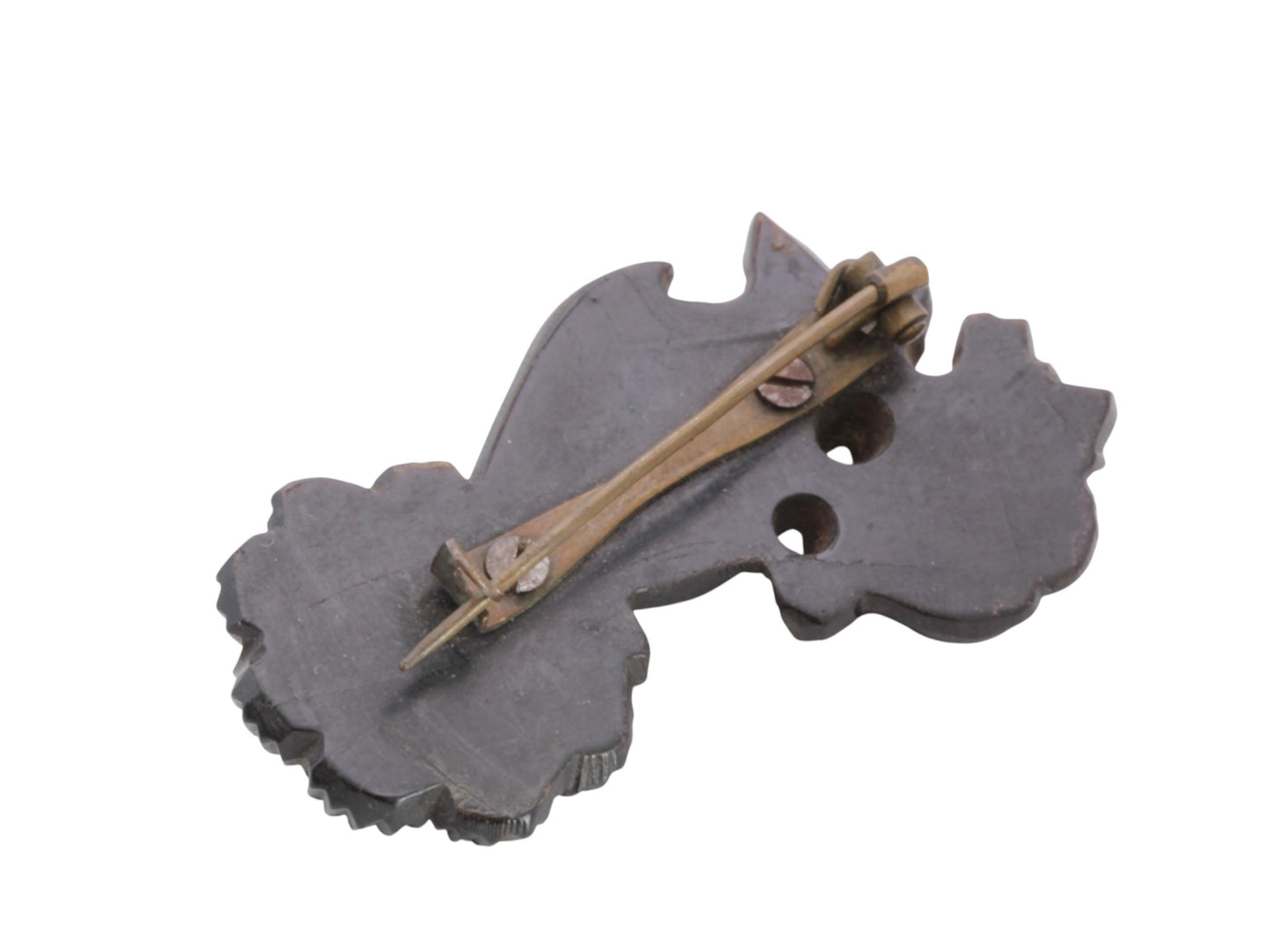 Victorian Whitby Jet Brooch | Carved Hand Holding Rose | c.1880