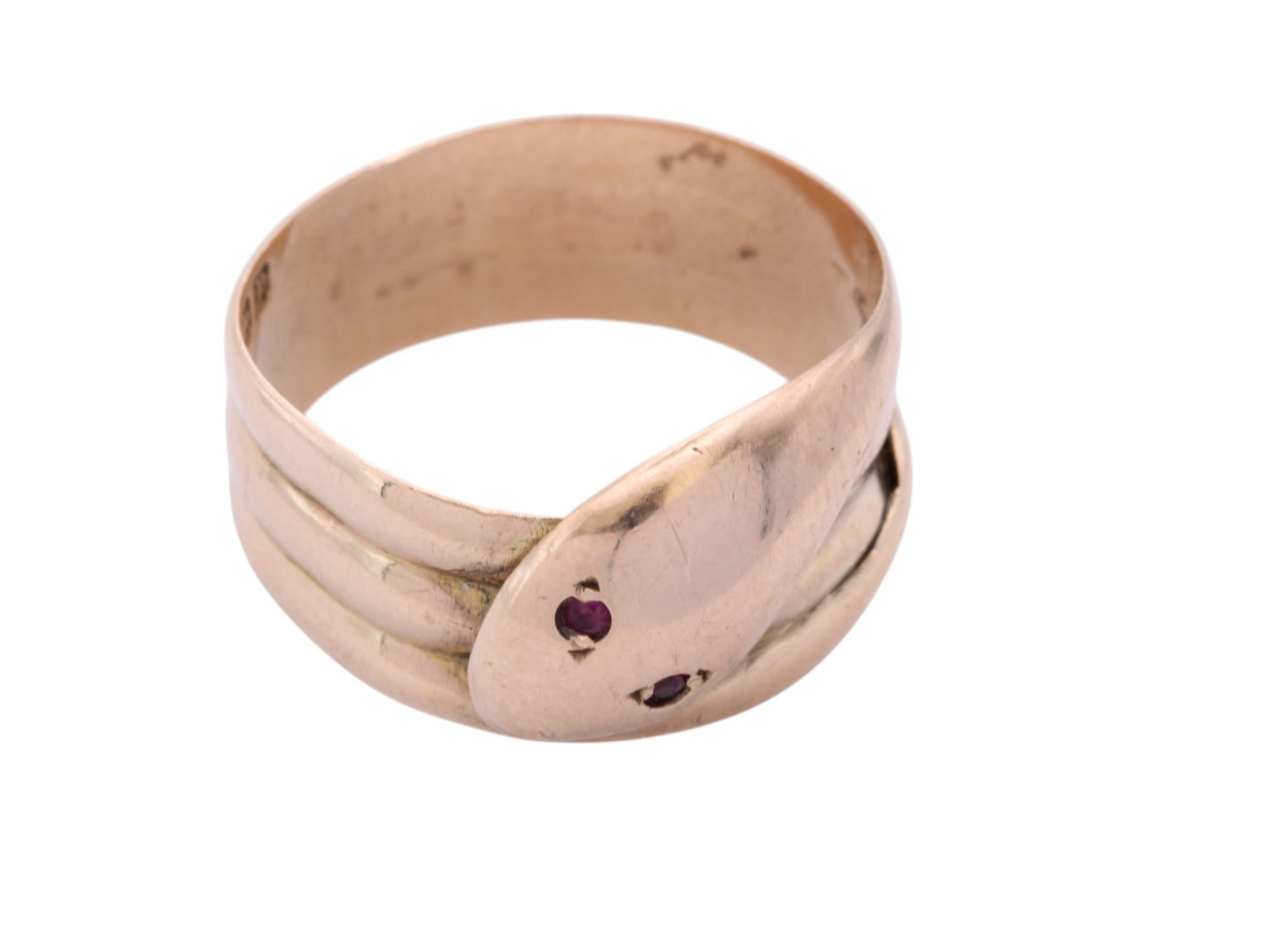 Antique 9ct Gold Snake Ring | Ruby Eyes | 1914
