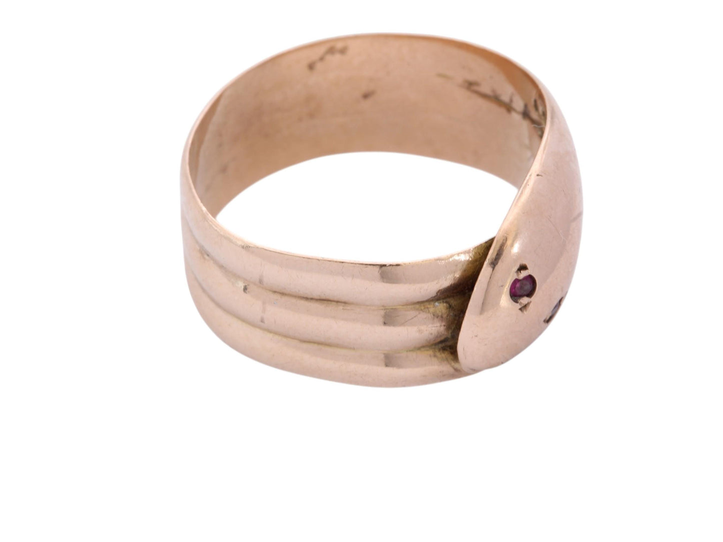 Antique 9ct Gold Snake Ring | Ruby Eyes | 1914