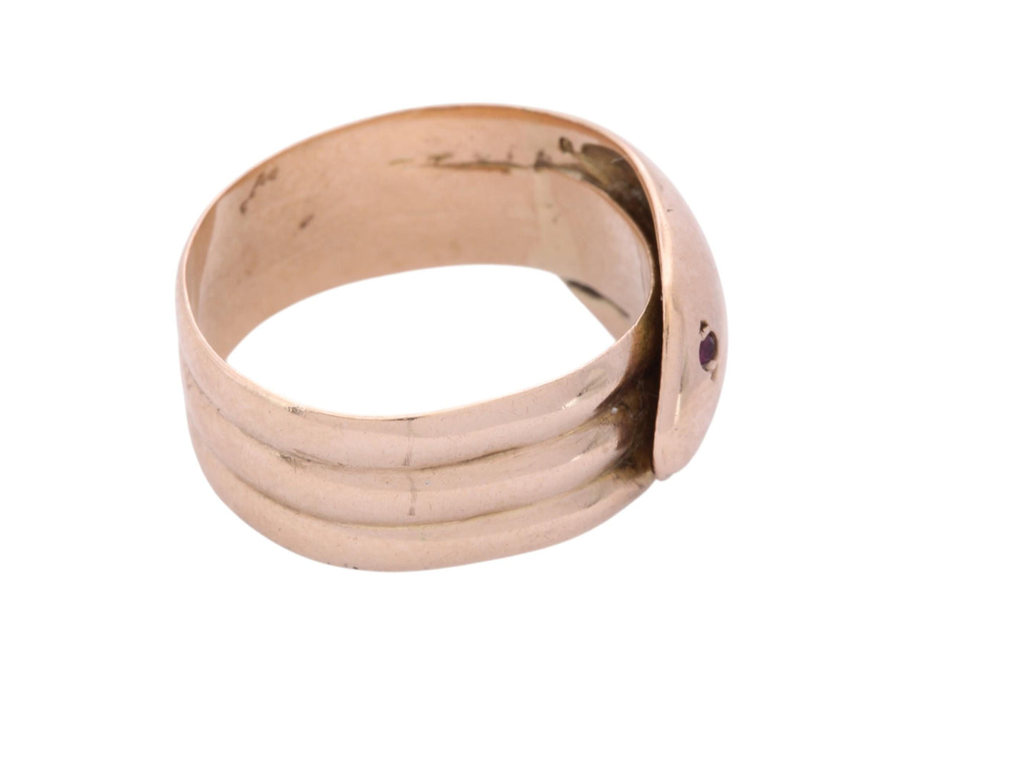 Antique 9ct Gold Snake Ring | Ruby Eyes | 1914