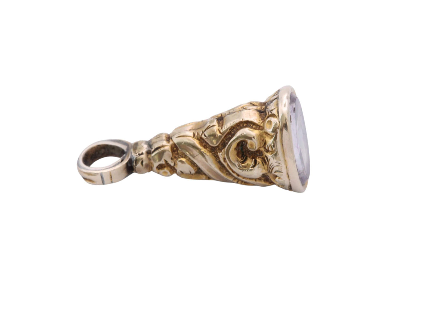 Antique 9ct Gold Cased Pendant | Purple Glass Paste | Victorian