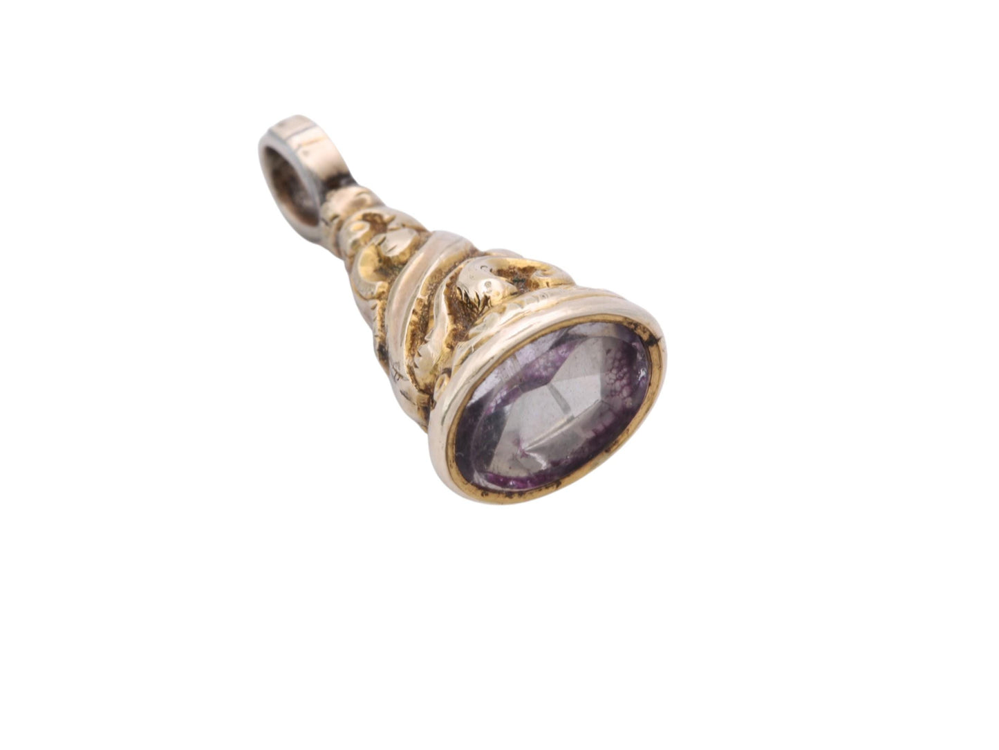 Antique 9ct Gold Cased Pendant | Purple Glass Paste | Victorian