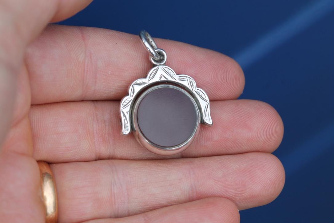 Antique Silver Spinner Pendant | Bloodstone & Carnelian | Victorian