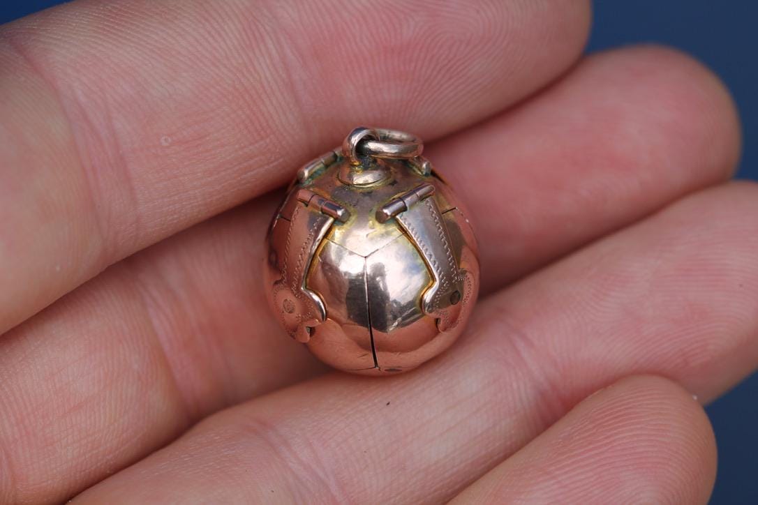 Antique 9ct Rose Gold & Silver Masonic Ball Pendant | Edwardian