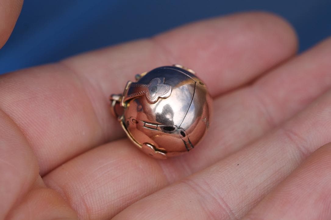 Antique 9ct Rose Gold & Silver Masonic Ball Pendant | Edwardian