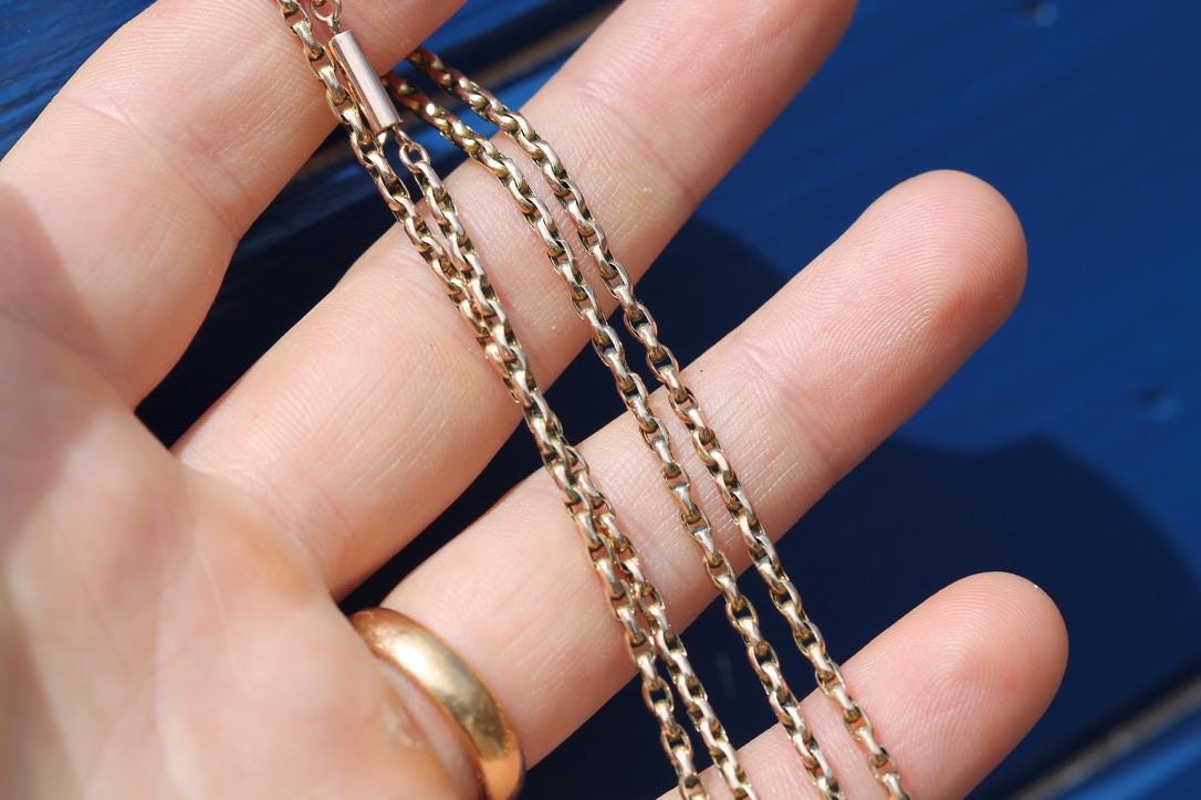 Antique 9ct Gold Cable Link Necklace | Edwardian