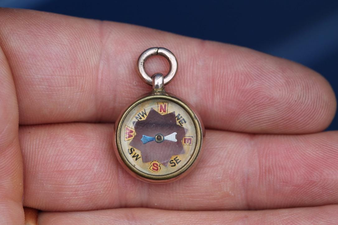 Antique-9ct-Rose-Gold-Compass-Pendant-|-Edwardian