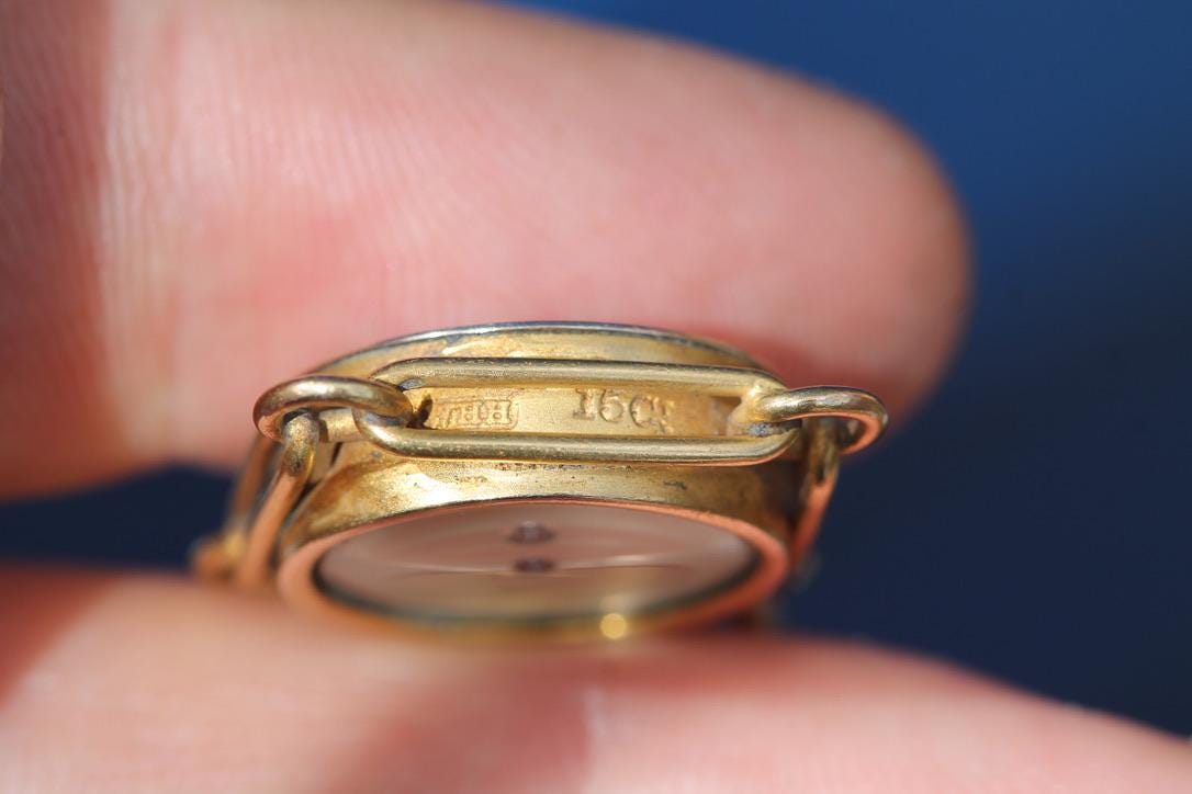 Antique 15ct Gold Compass Pendant | Trombone Link Border | Victorian c.1890