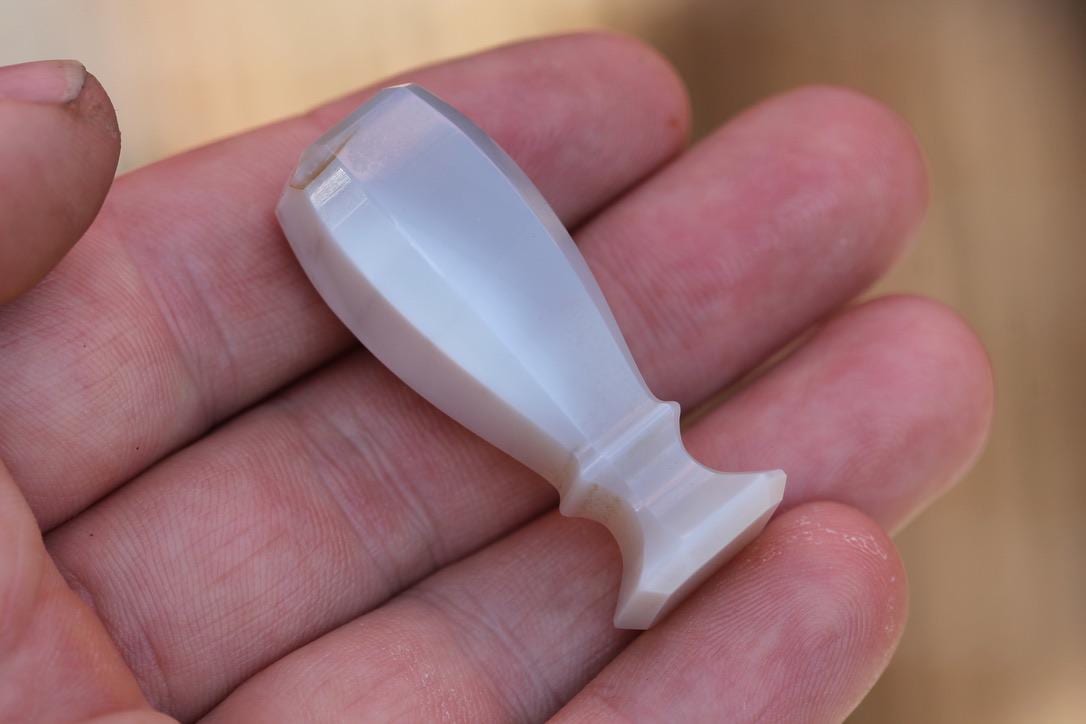 Antique Victorian Desk Seal | White Chalcedony | Blank Base