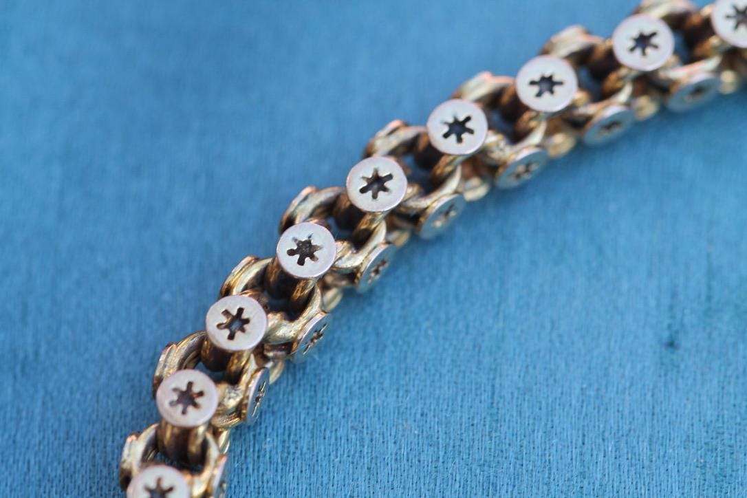 Antique 9ct Gold Star Link Bracelet | Heart Padlock | Safety Chain | Victorian