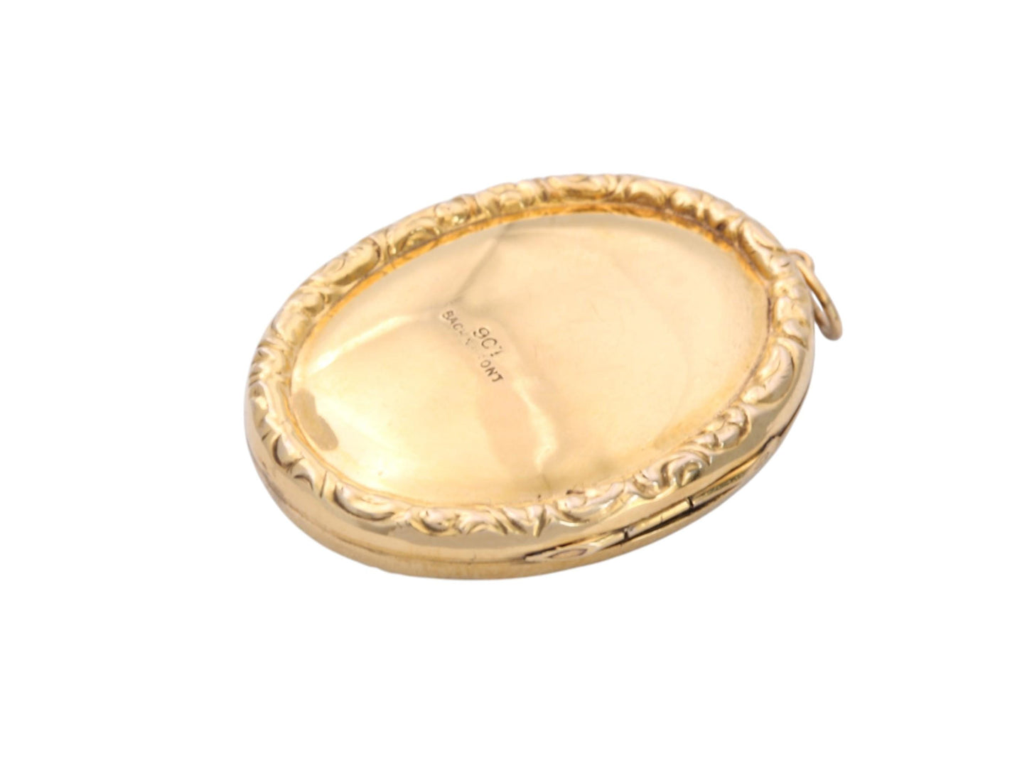 Antique 9ct Gold Locket | Victorian Oval Photo Locket | Engraved Floral Pendant