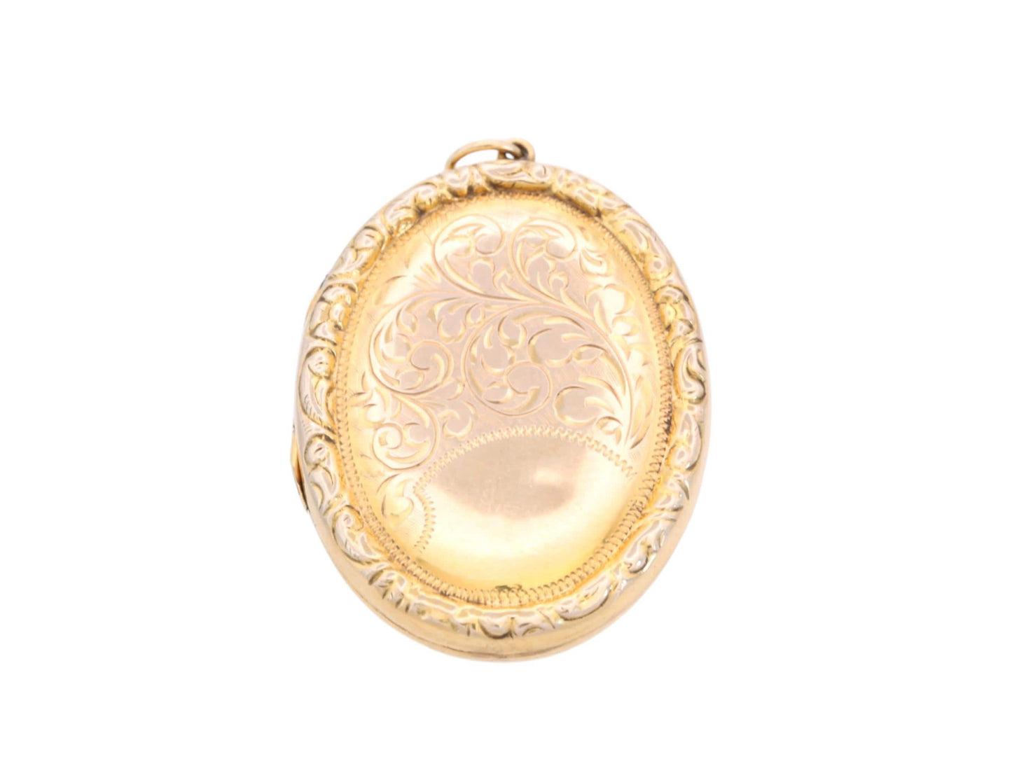 Antique 9ct Gold Locket | Victorian Oval Photo Locket | Engraved Floral Pendant